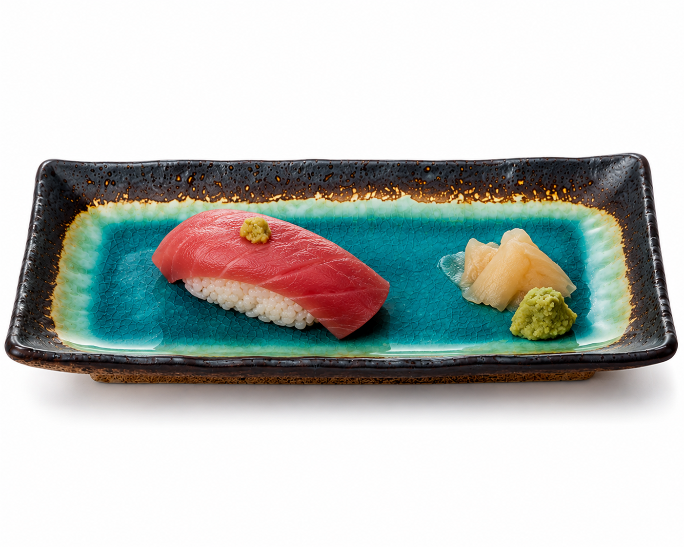 Turquoise Japanese Crackleglaze Oblong Plate