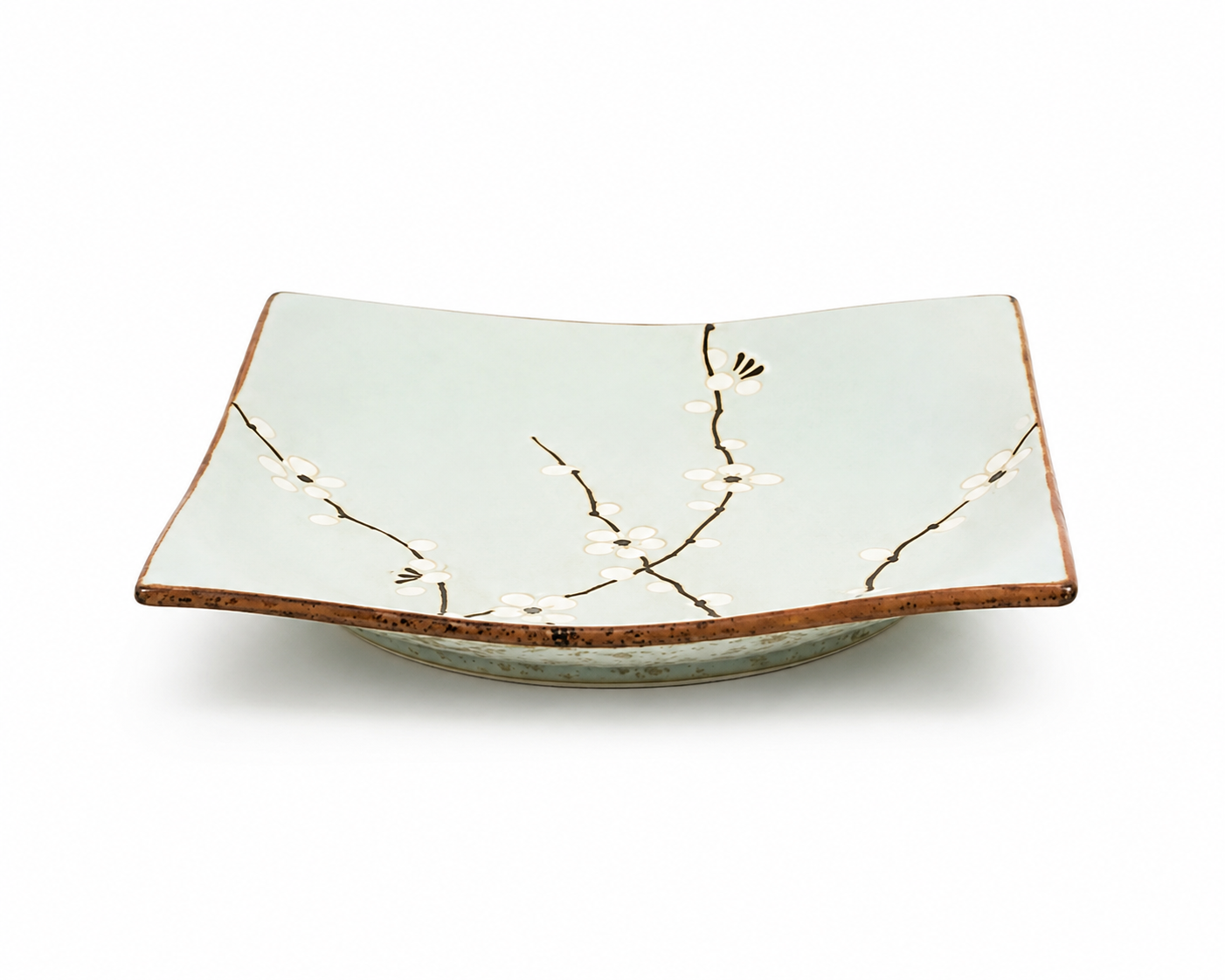 "Soushun Cherry Blossom Japanese Square Plate – ceramic sakura design, made in Japan"
