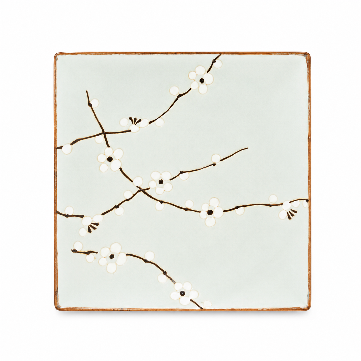 "Japanese Square Plate with cherry blossom pattern – 17cm ceramic, made in Japan"