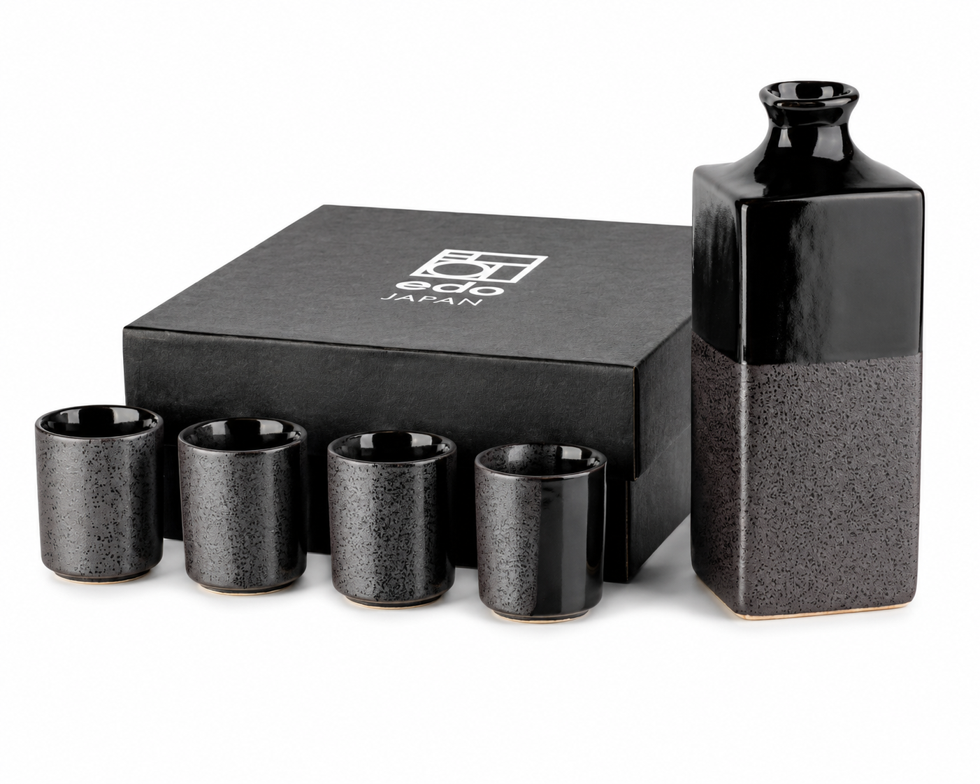 Large Premium Black Nanban Japanese Sake Set.