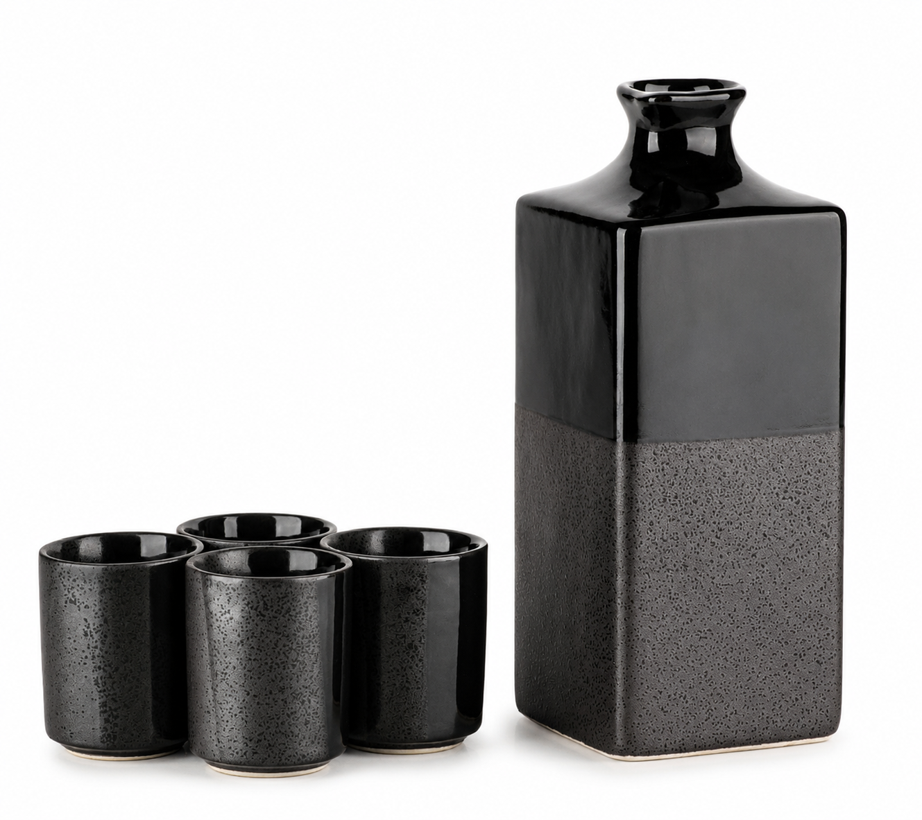 Large Premium Black Nanban Japanese Sake Set.