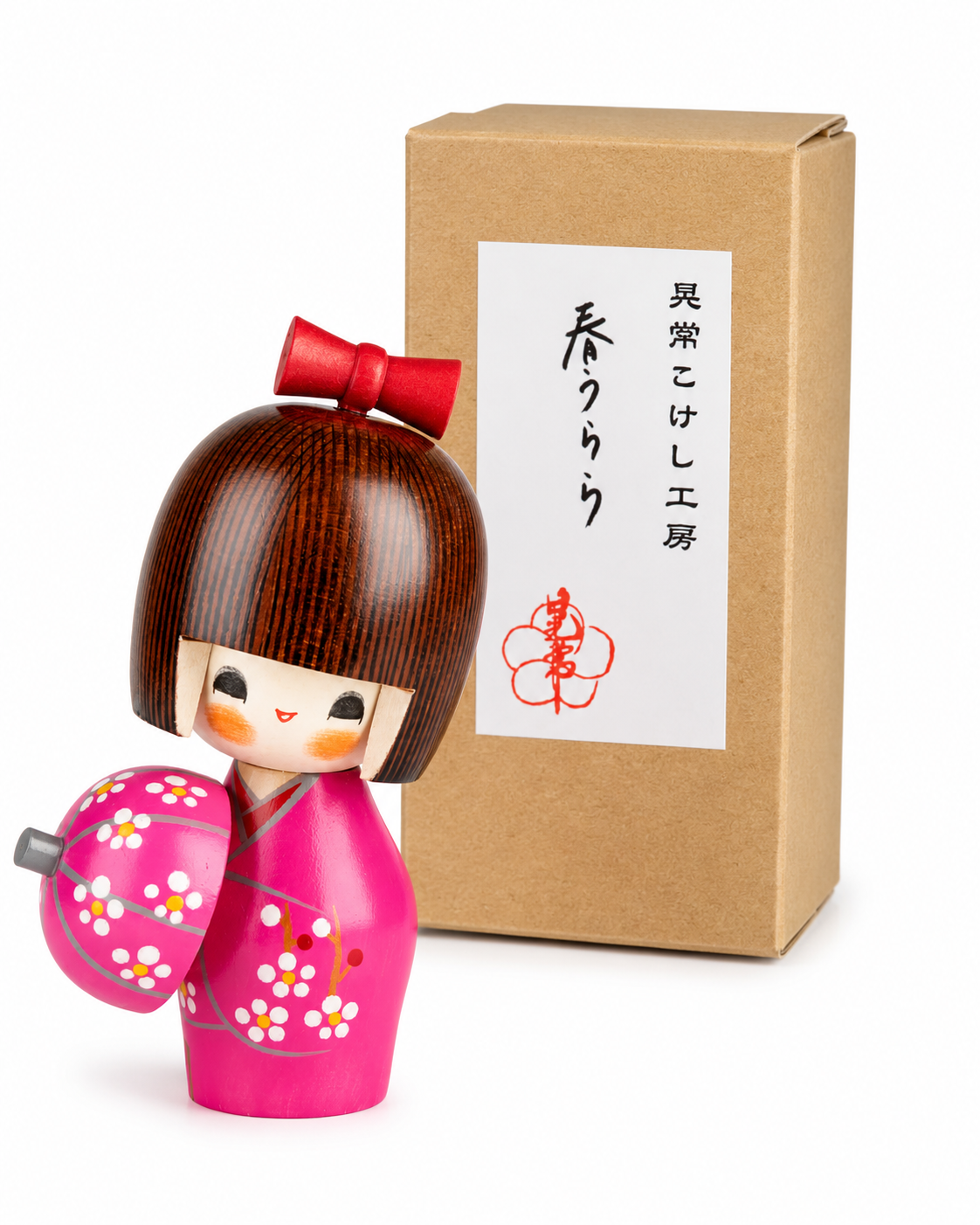 Pretty Lady in Pink Japanese Kokeshi Doll