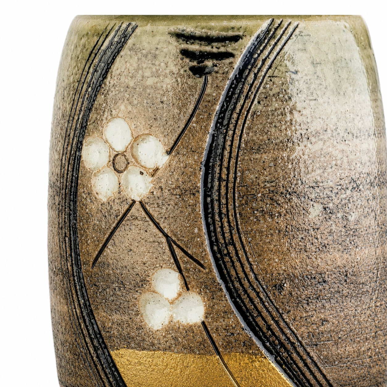 Gold Plum Japanese Ceramic Vase