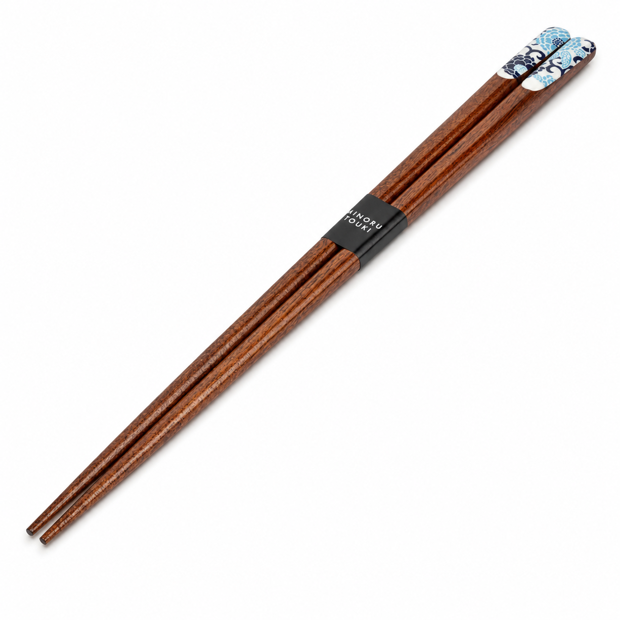 Authentic Blue Peony Japanese chopsticks made in Japan featuring an indigo blue and white peony design on premium wooden chopsticks.