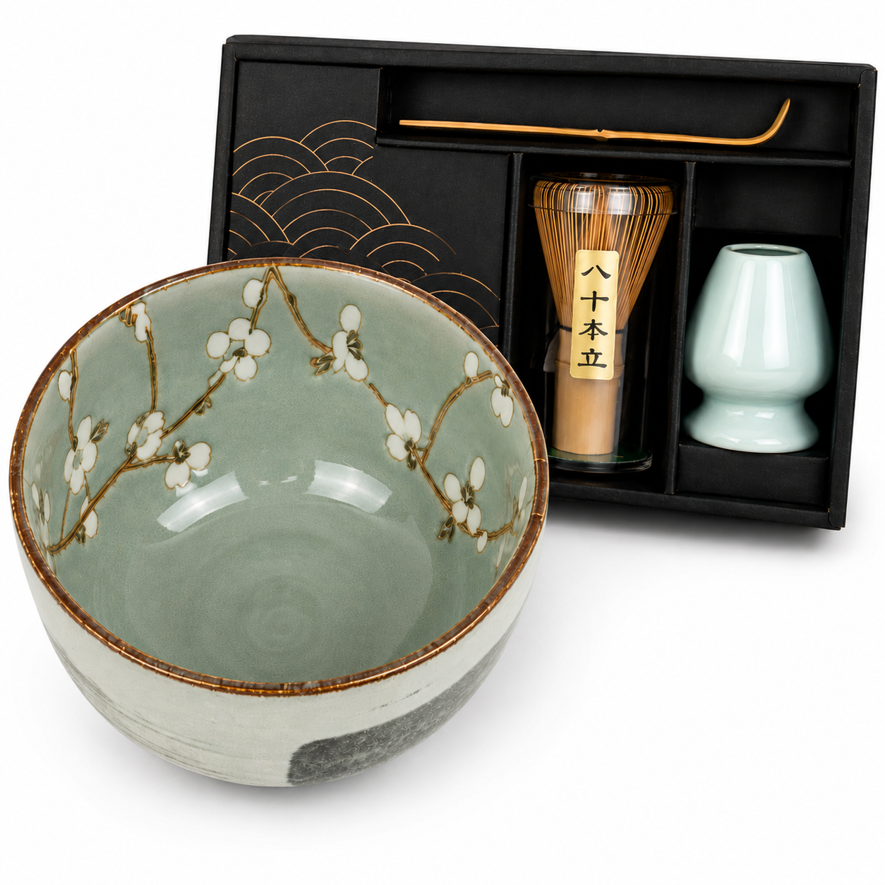 Green Soshun Japanese Matcha Bowl Set | Made in Japan