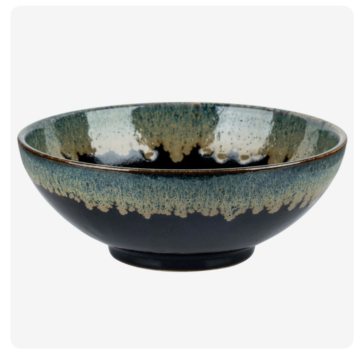 Okinawa Japanese ramen bowl made in Japan ceramic blue green glaze noodle bowl