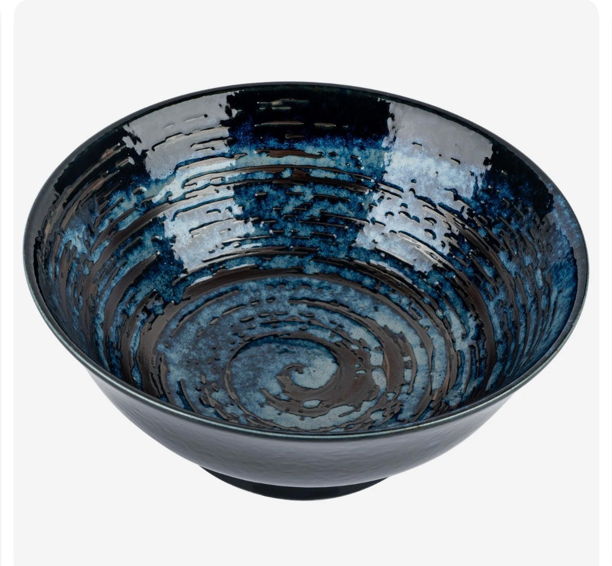 Authentic japanese ramen bowl indigo blue porcelain made in Japan