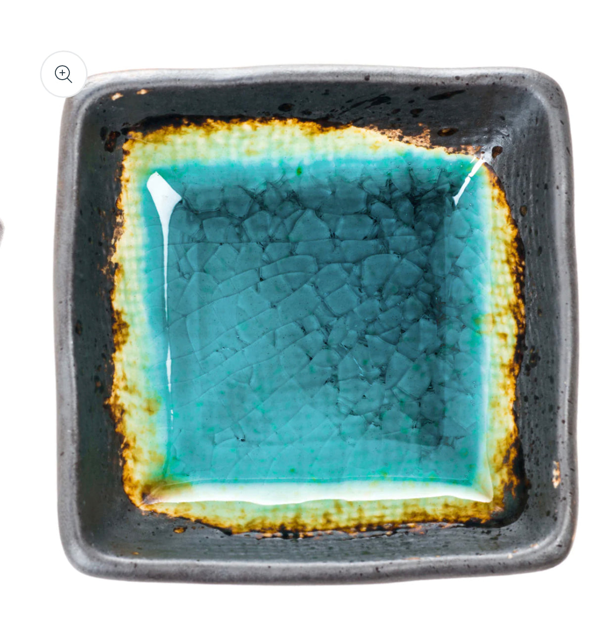 Square Turquoise Crackleglaze Japanese Sauce Dish