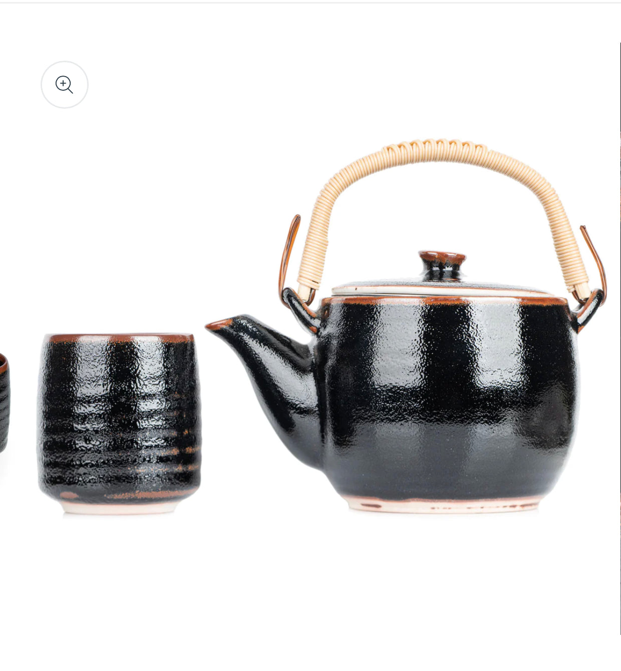 Tenmoku Black Japanese Tea Pot and Cup Gift Set