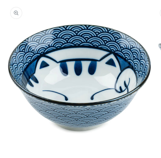 Lucky Cat Ceramic Japanese Tayou Bowl
