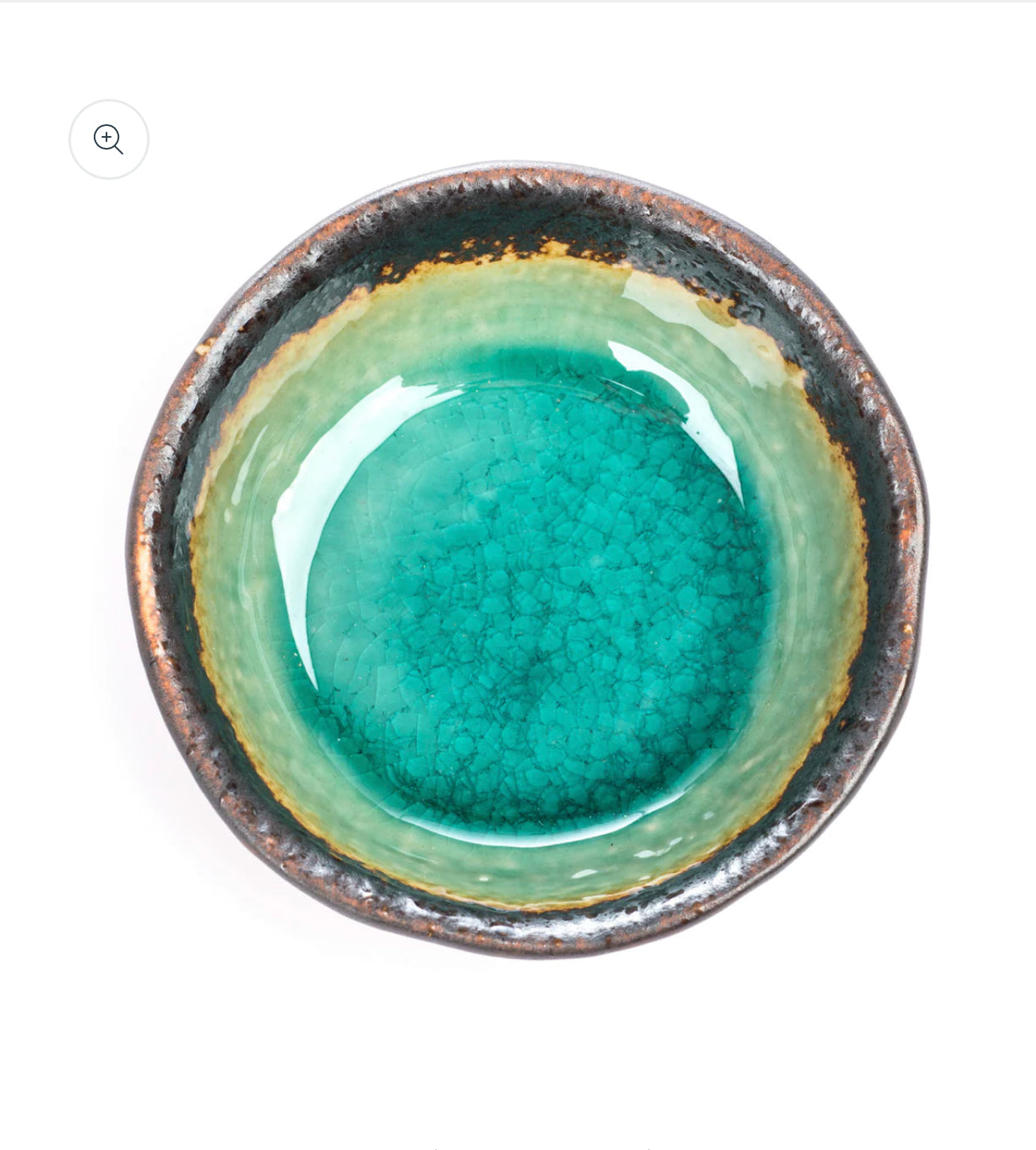 Round Turquoise Crackleglaze Japanese Sauce Dish