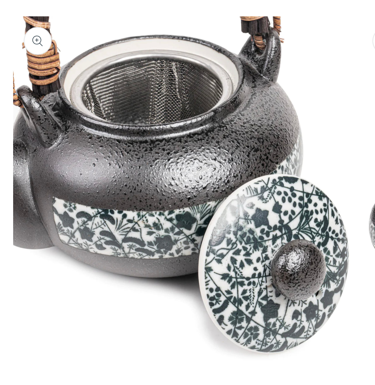 Charcoal Flower Japanese Tea Pot Set