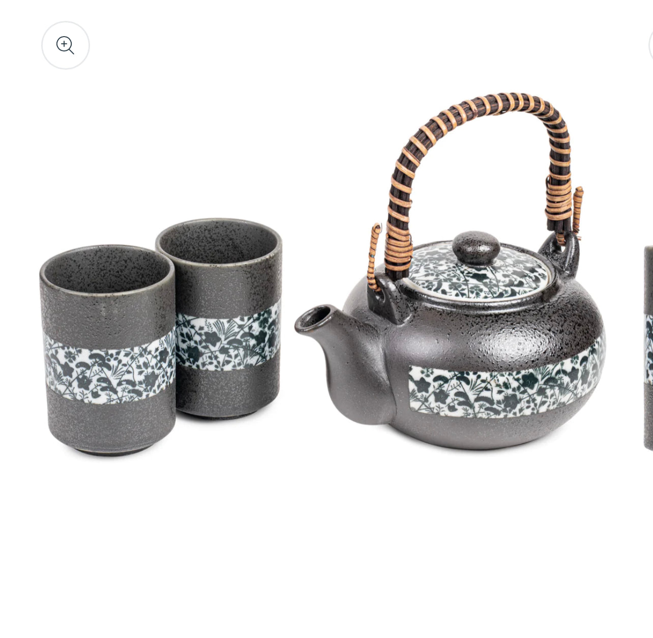 Charcoal Flower Japanese Tea Pot Set