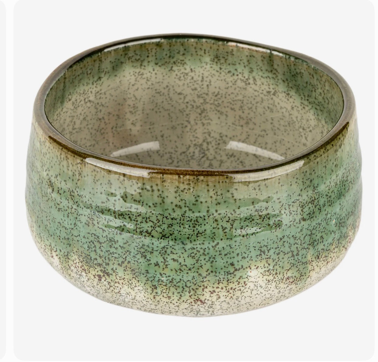 Authentic Japanese Orbie ware matcha tea bowl chawan with green glaze handmade ceramic