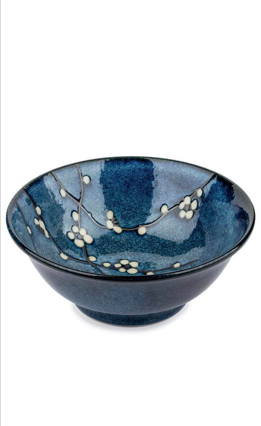 Blue Hana Cherry Blossom Japanese Ramen Bowl