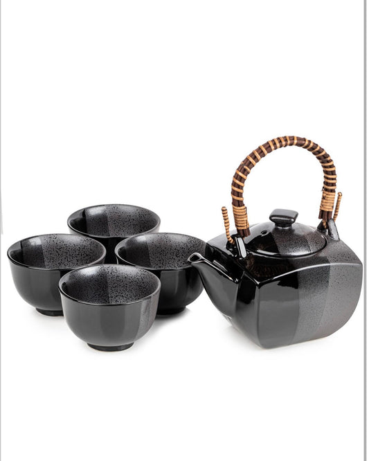 Black Nanban Traditional Japanese Tea Pot Set