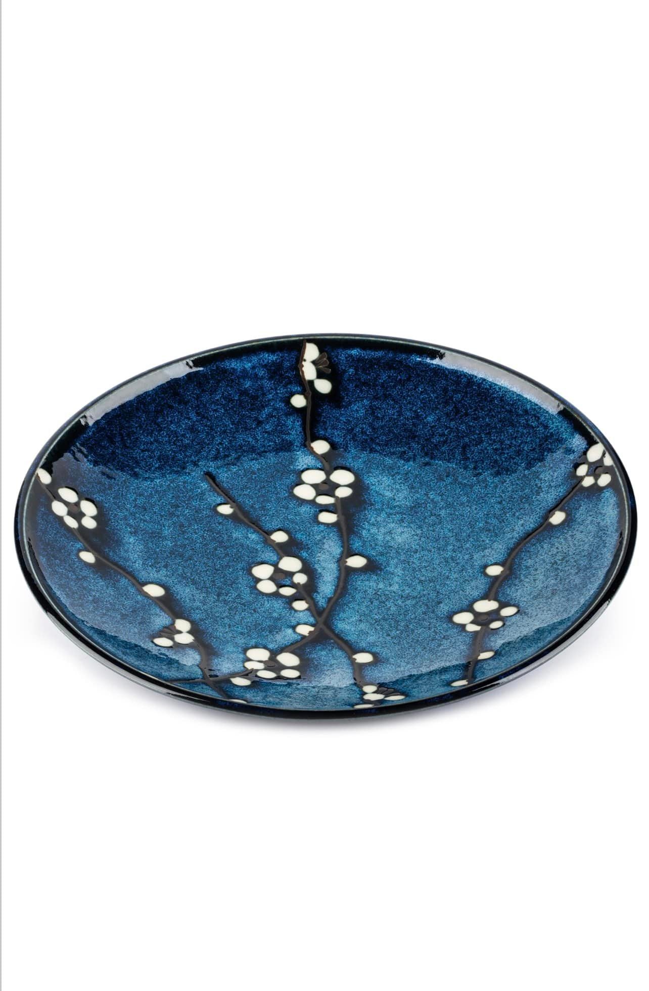 Blue Hana Cherry Blossom Japanese Plate