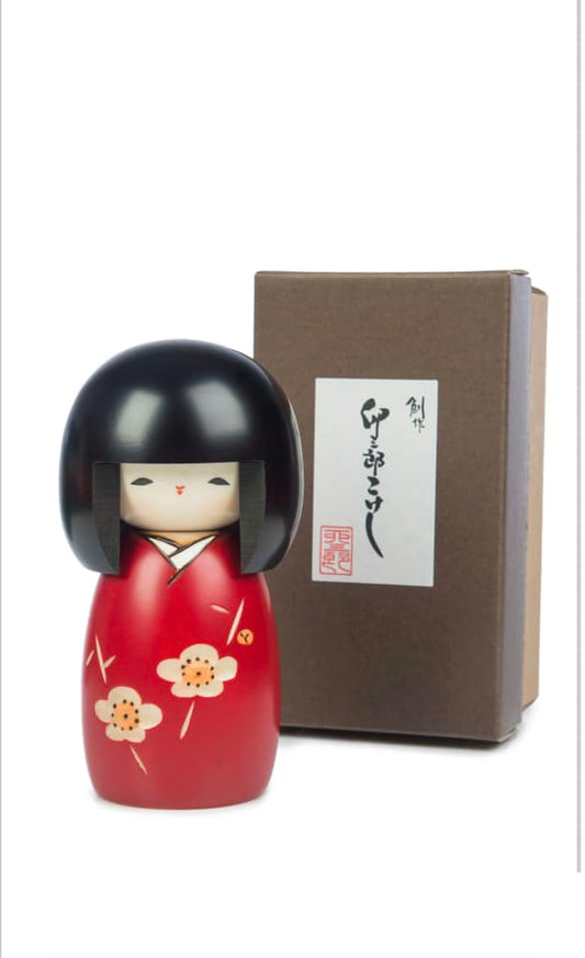 Pretty Girl Red Plum Japanese Kokeshi Doll