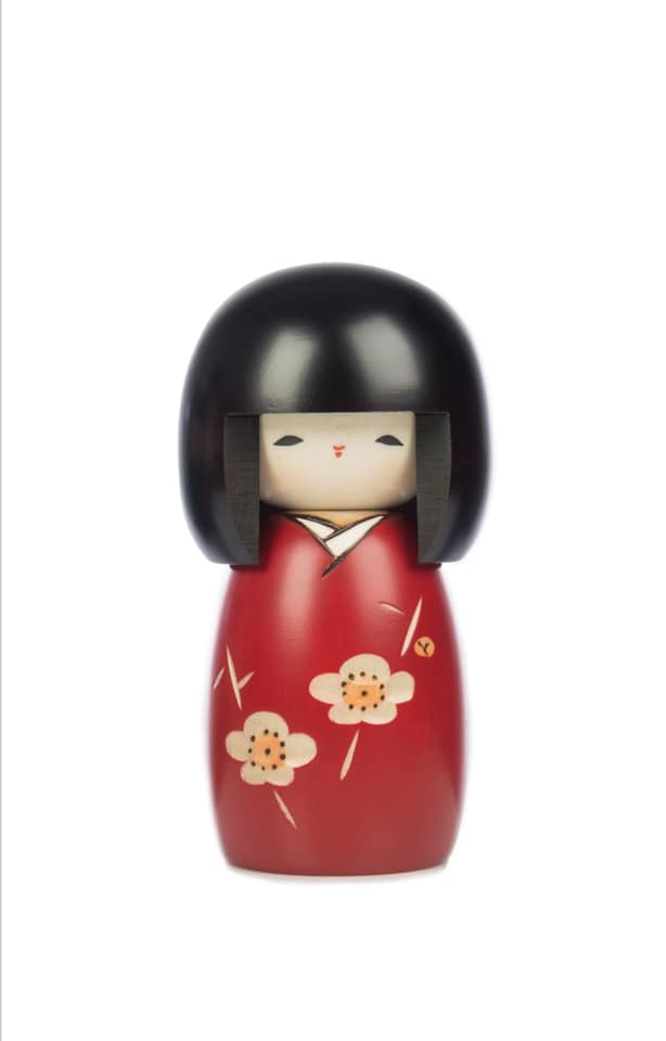 Pretty Girl Red Plum Japanese Kokeshi Doll