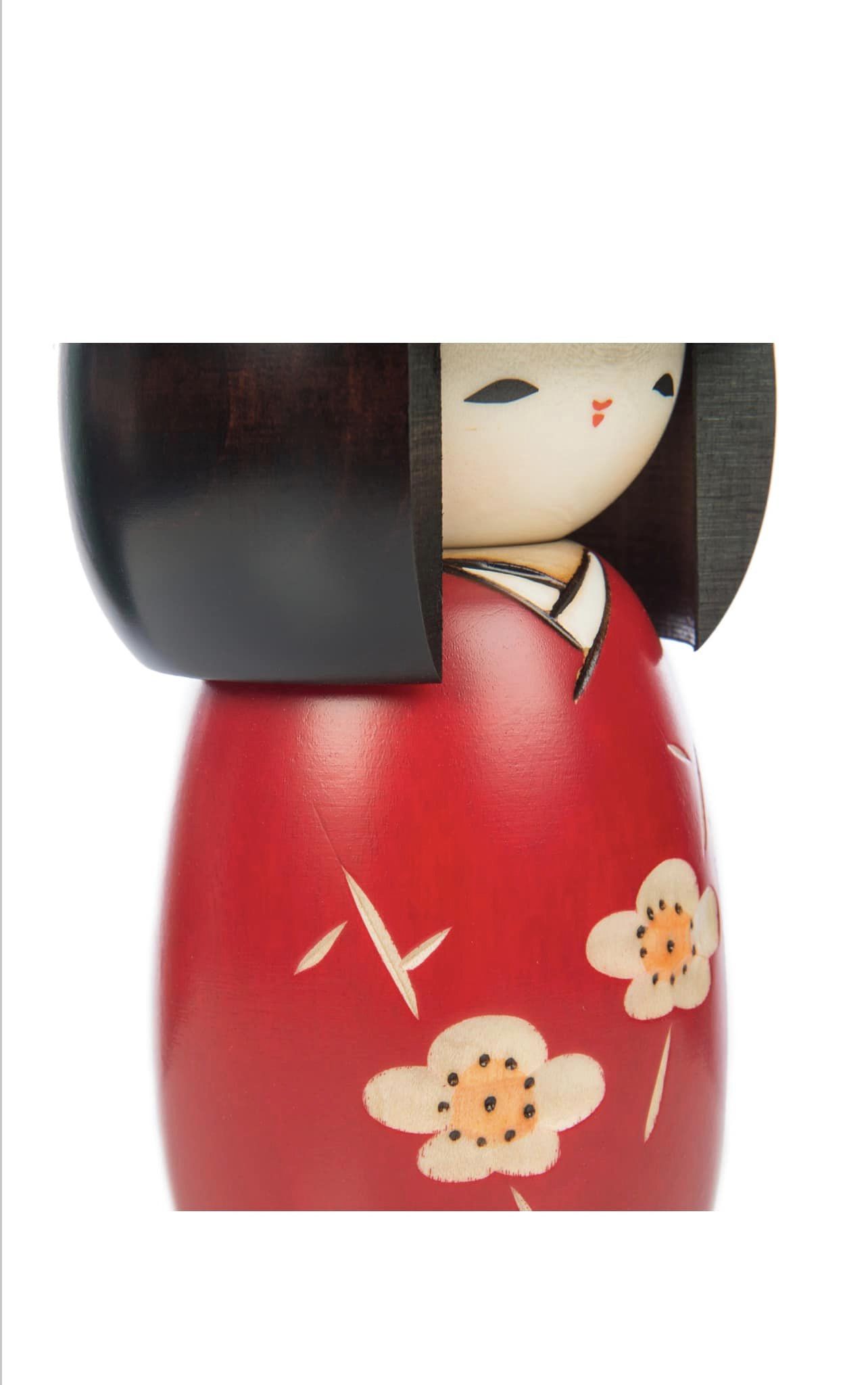 Pretty Girl Red Plum Japanese Kokeshi Doll