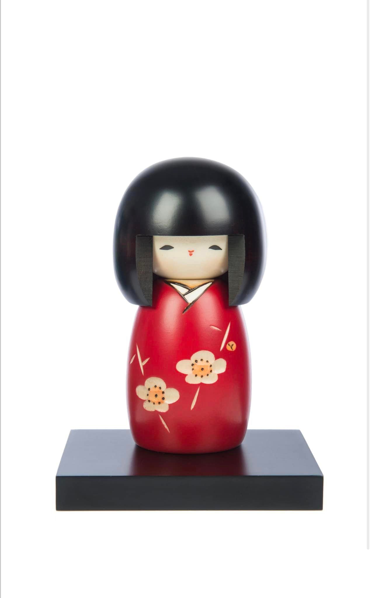 Pretty Girl Red Plum Japanese Kokeshi Doll