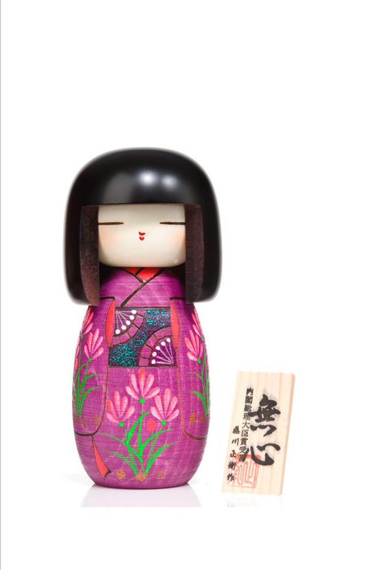 Girl in Violet Kimono Large Kokeshi Doll