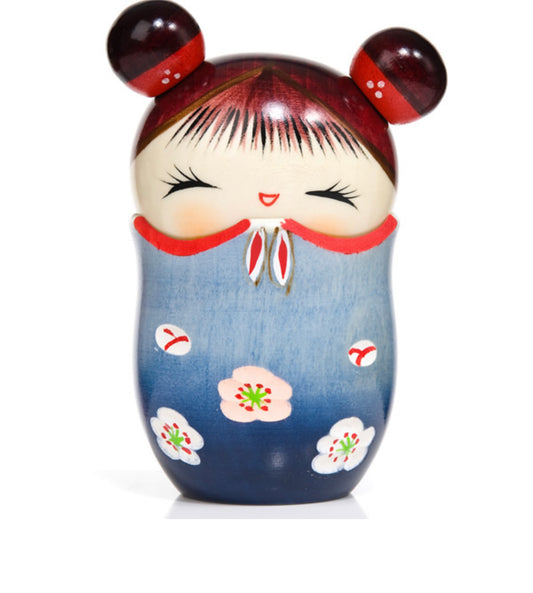 Memory Blue Trinket Box Kokeshi Doll