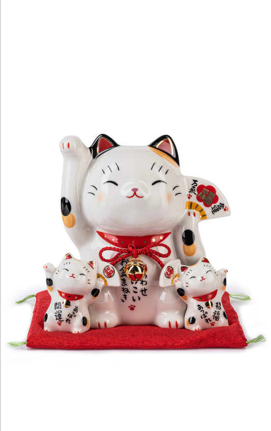 Large Super Good Luck Japanese Lucky Cat Set