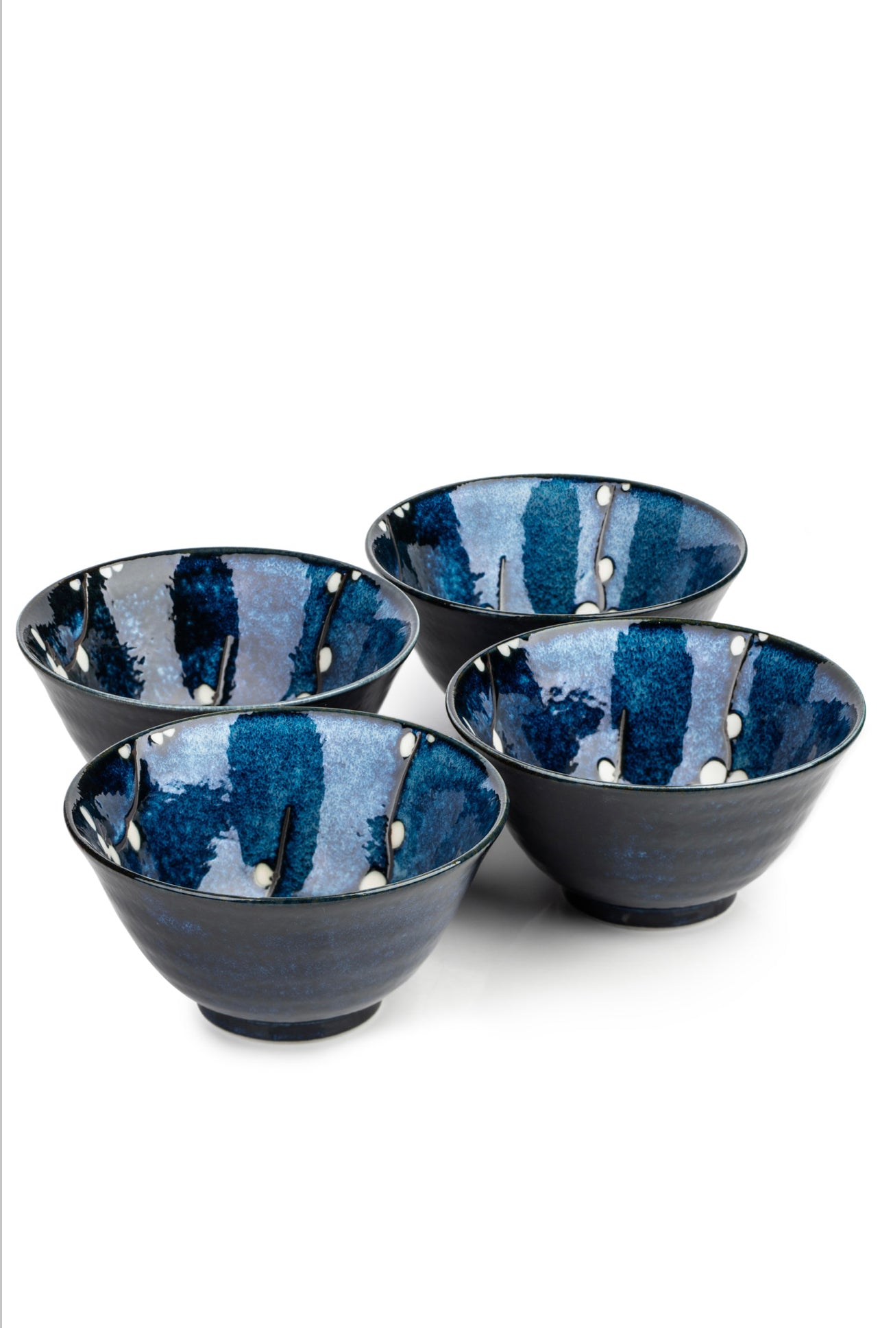 Blue Hana Cherry Blossom Japanese Rice Bowl Set