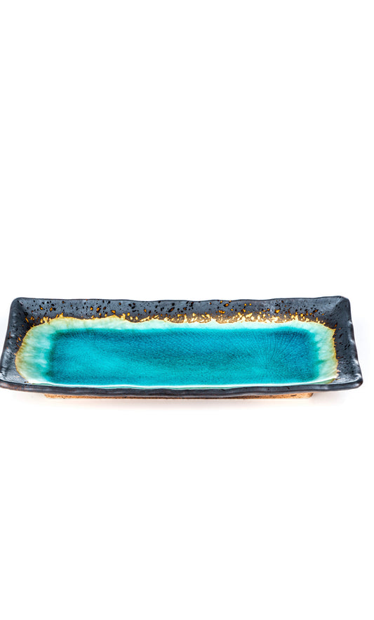 Turquoise Crackleglaze Oblong Plate