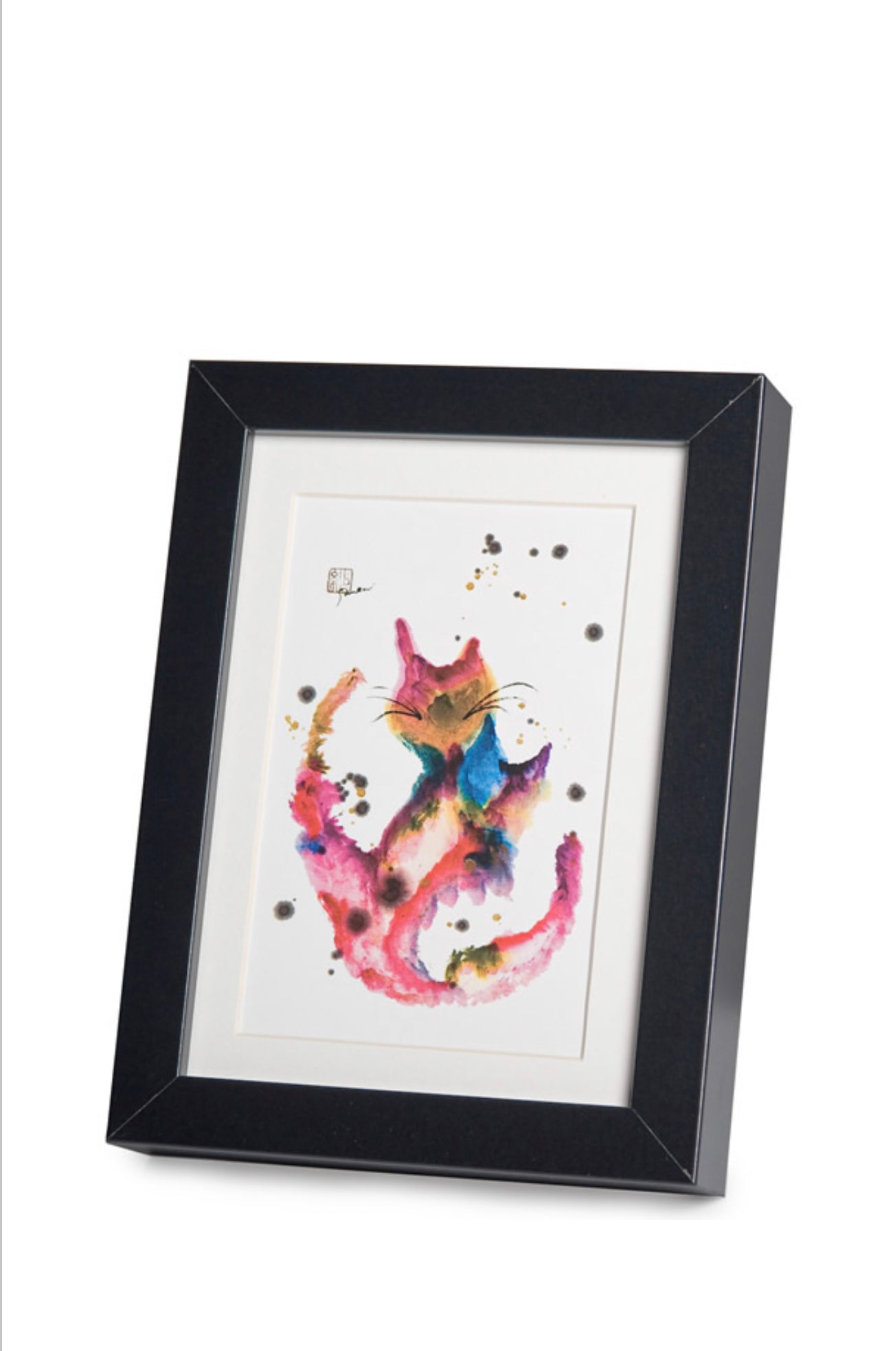 Happy Cats Black Frame A5 Japanese Print