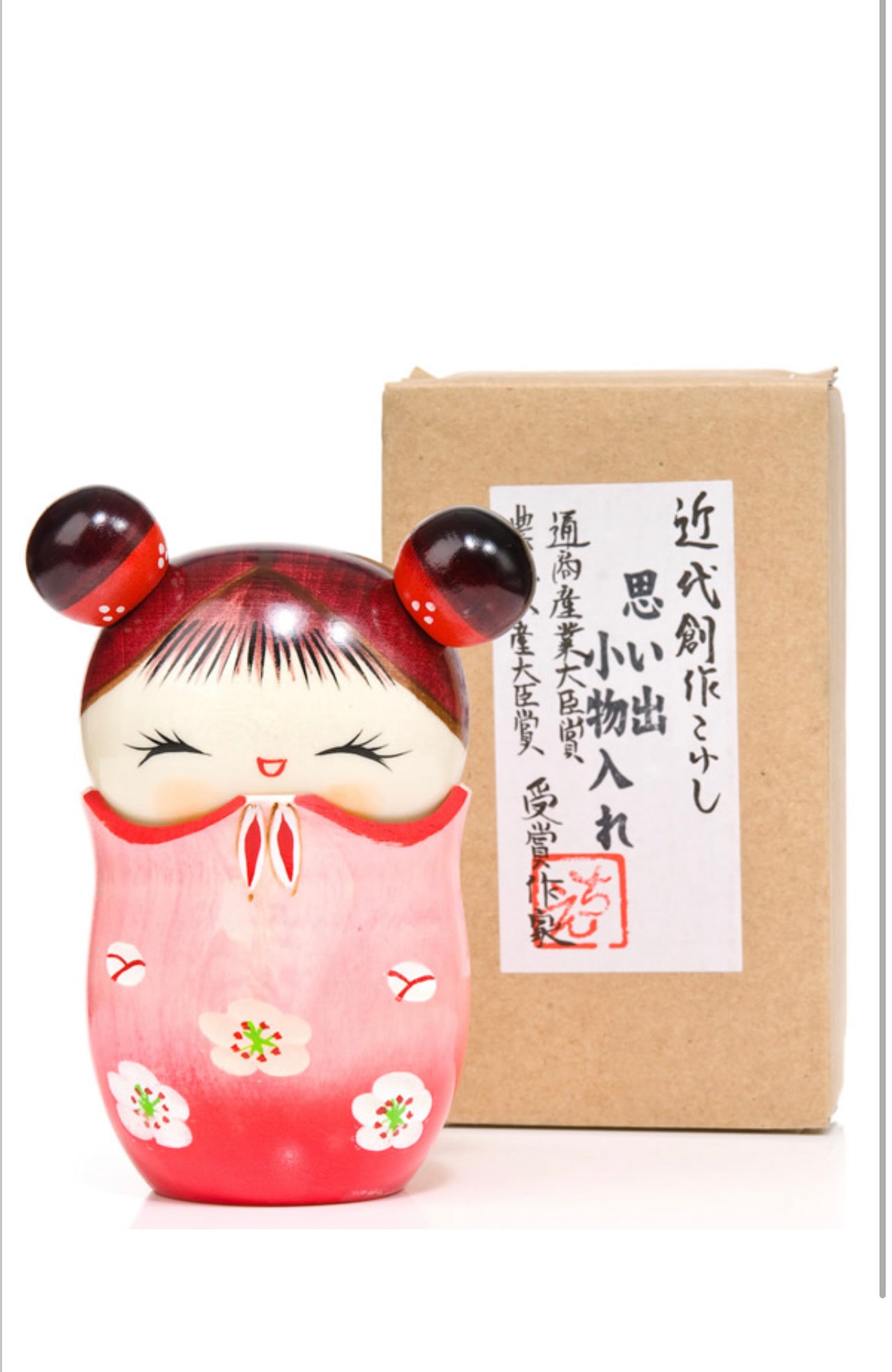 Memory Pink Trinket Box Kokeshi Doll