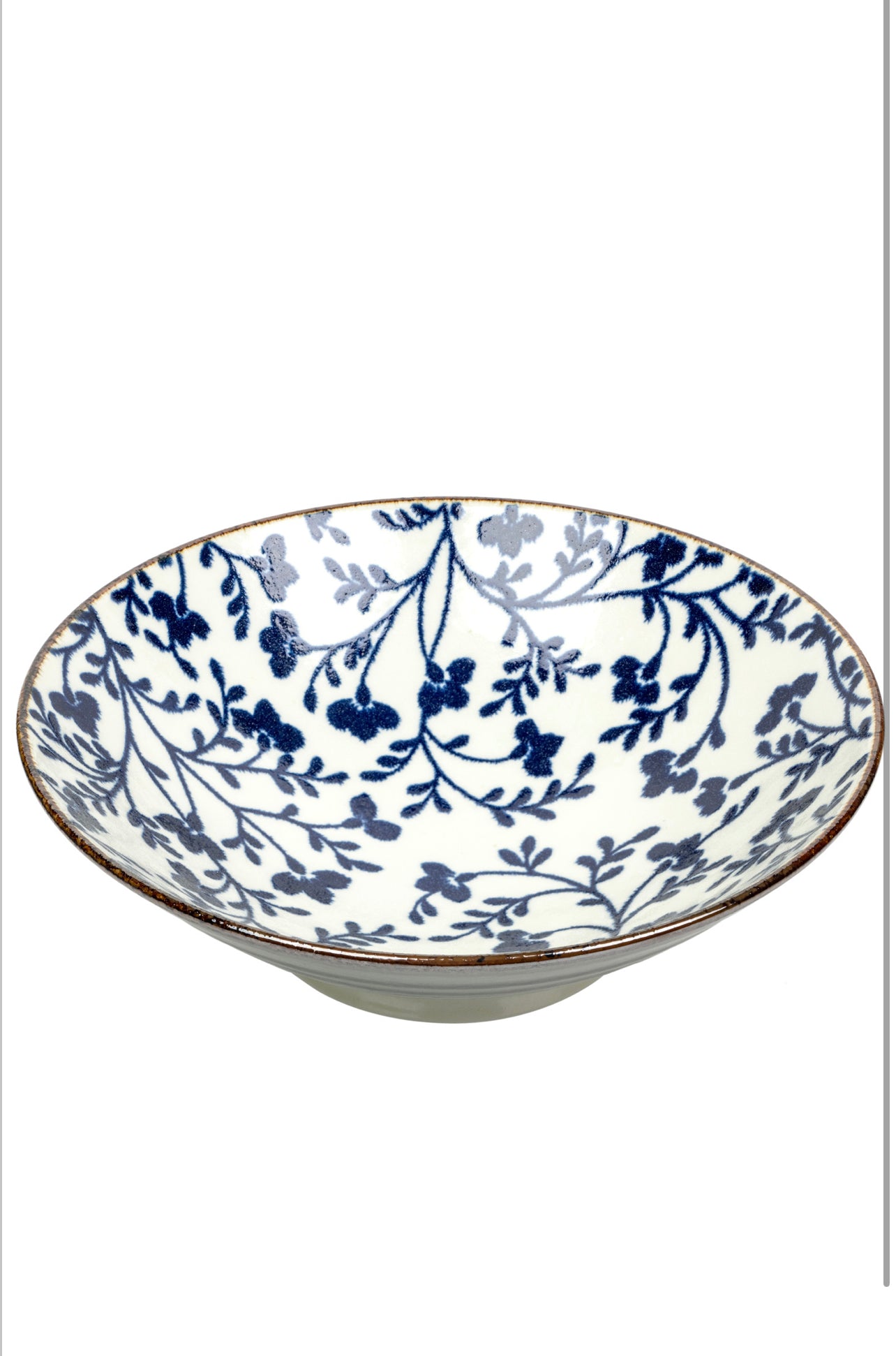 Indigo Blue Floral Large Japanese Serving Bowl