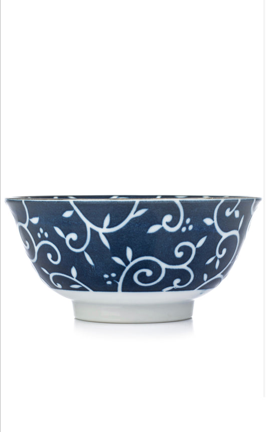 Blue Karakusa Ceramic Japanese Tayou Bowl