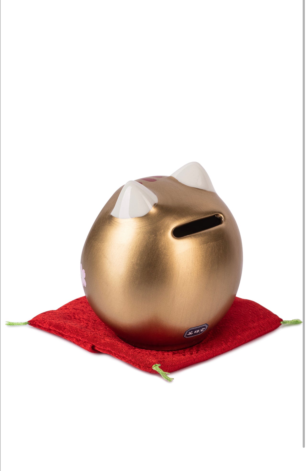 Gold Daruma Lucky Cat Japanese Piggy Bank