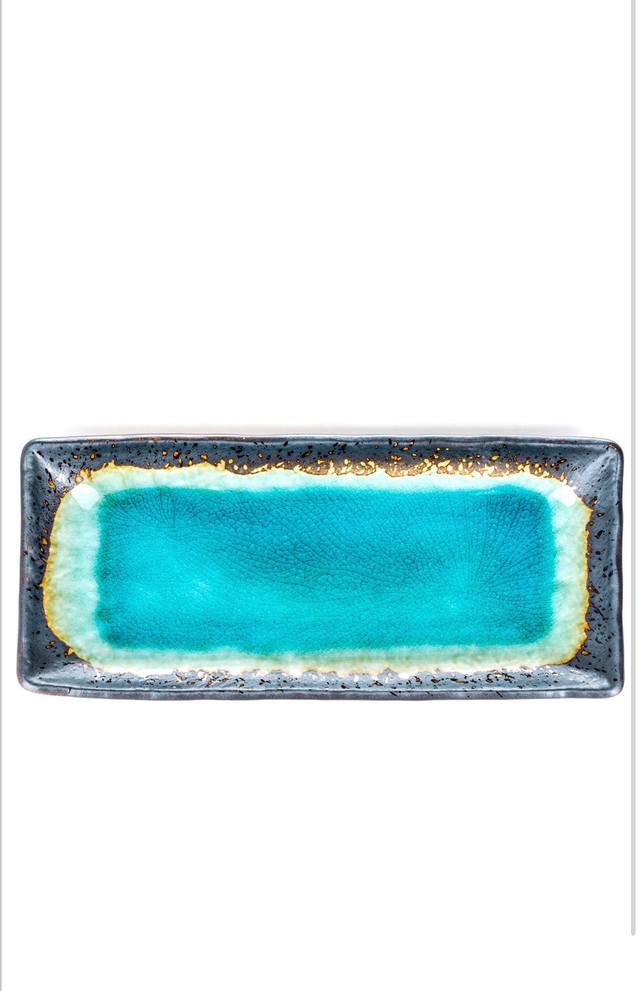 Turquoise Crackleglaze Oblong Plate