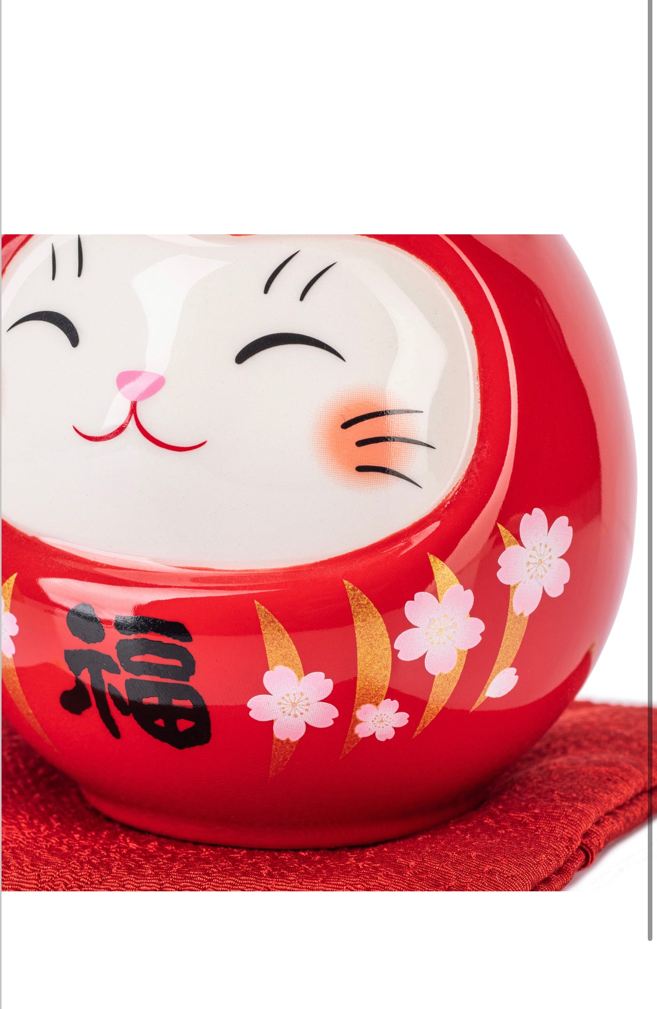 Red Daruma Lucky Cat Japanese Piggy Bank