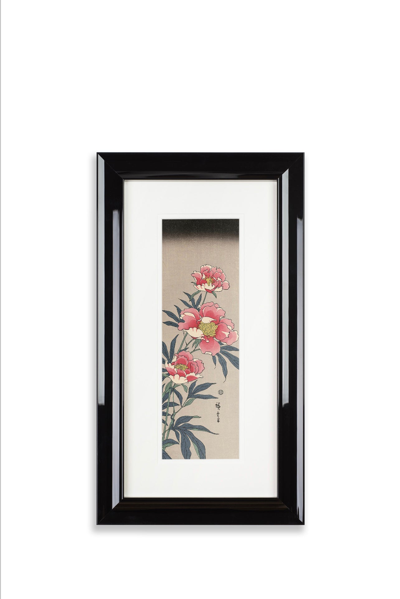 Framed Peonies Utagawa Hiroshige Woodblock Print