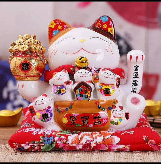 White Moving Paw Japanese Lucky Cat