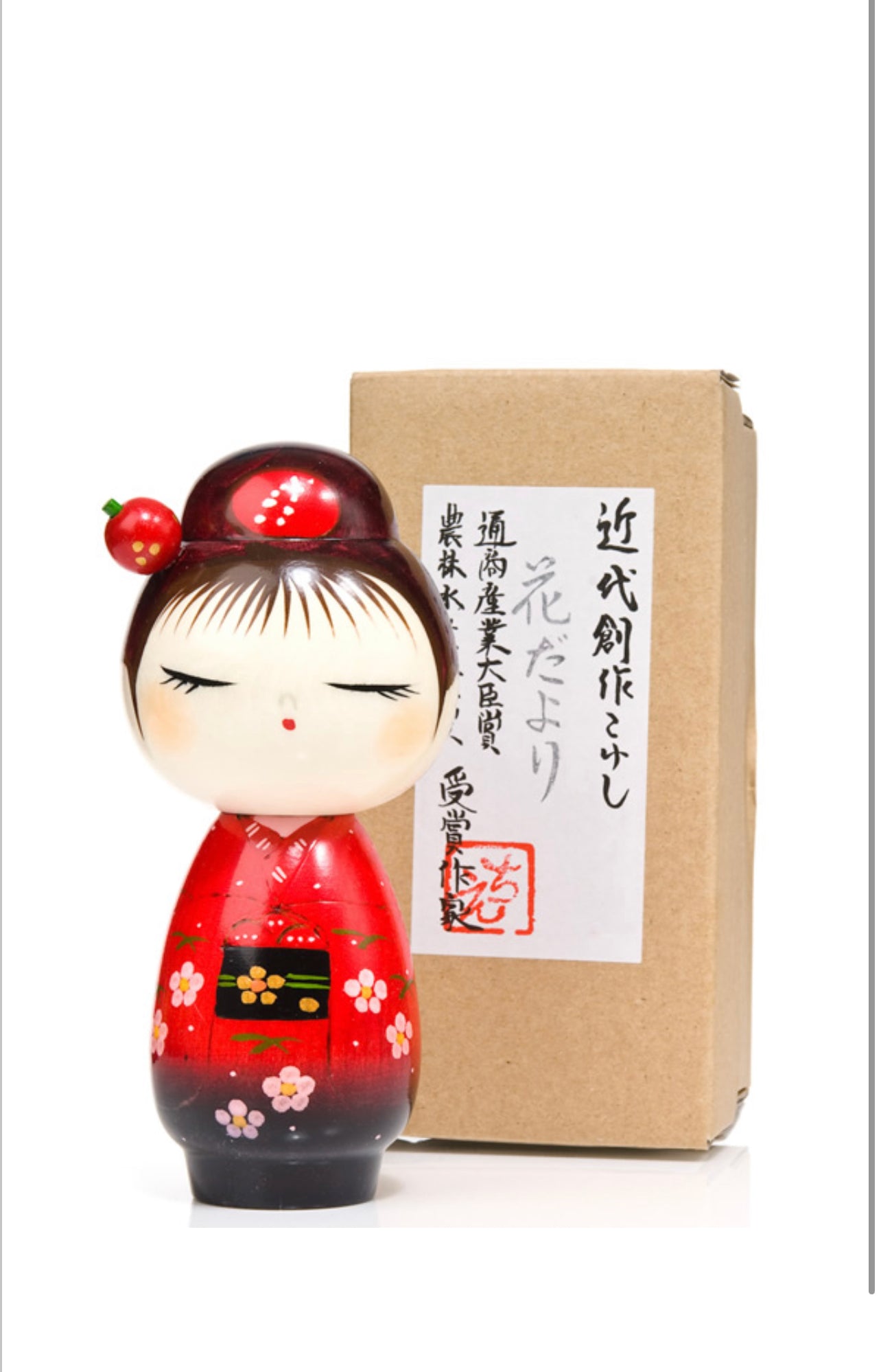 Pretty Red Hairpin Japanese Kokeshi Doll