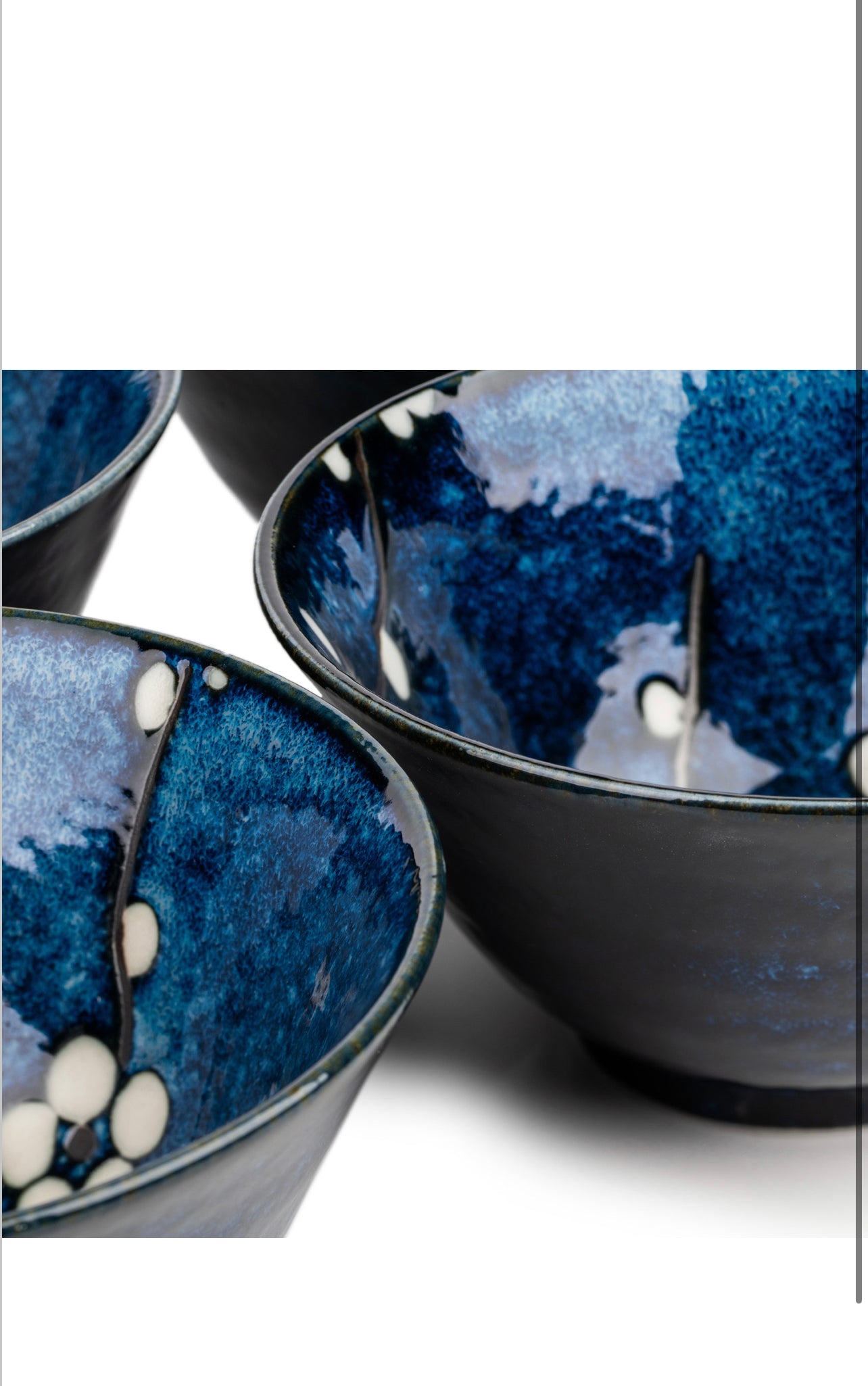 Blue Hana Cherry Blossom Japanese Rice Bowl Set