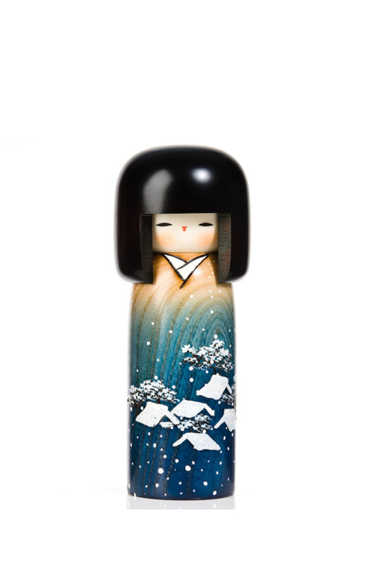 Snow Girl Japanese Wooden Kokeshi Doll