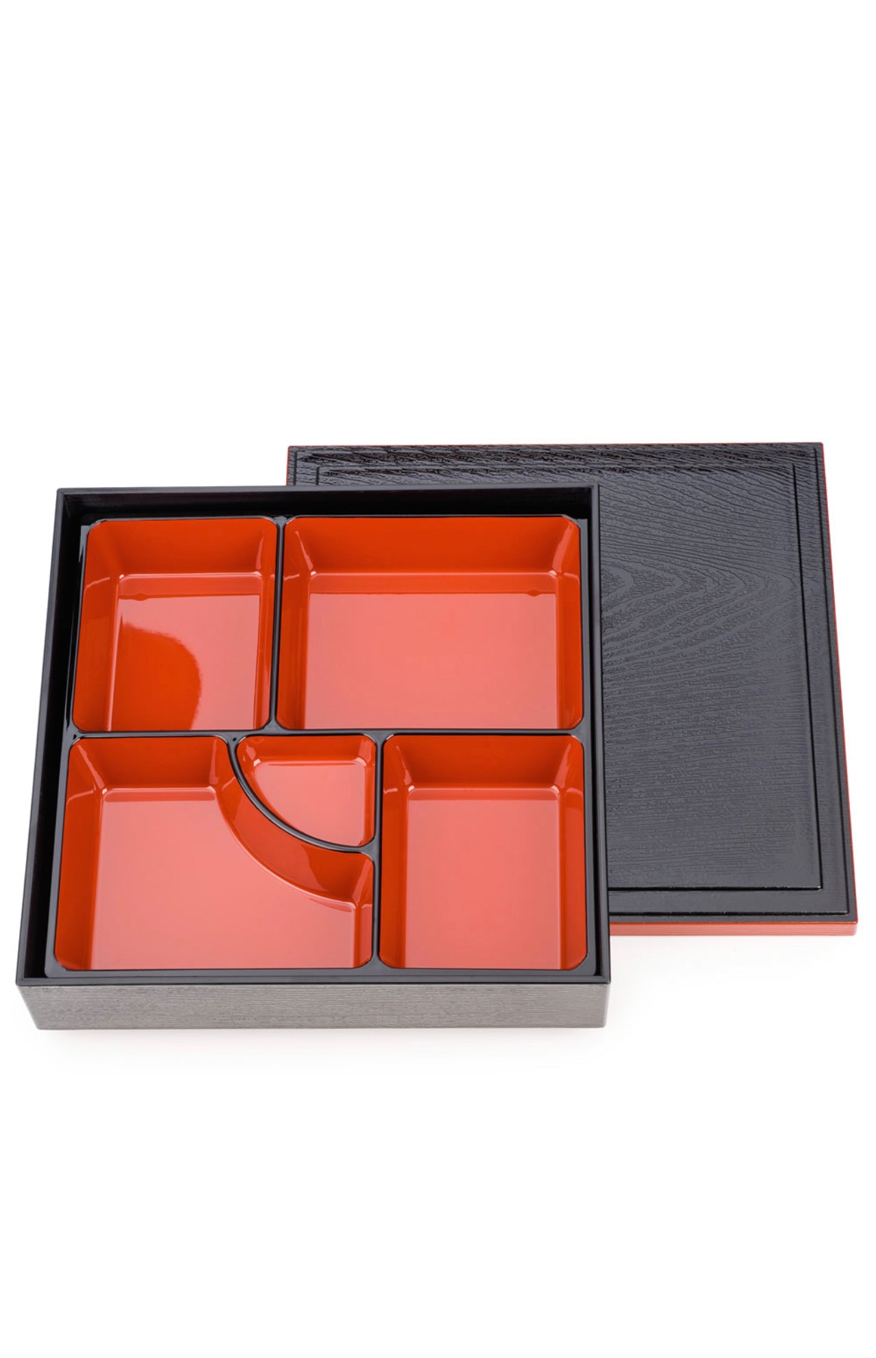 Black and Red Lacquer Japanese Obento Box