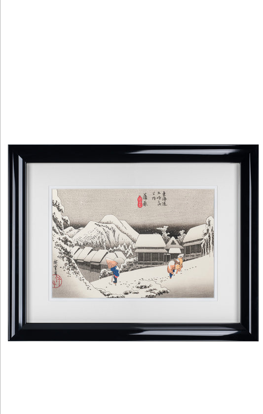 Framed Kambara Japanese Woodblock Print