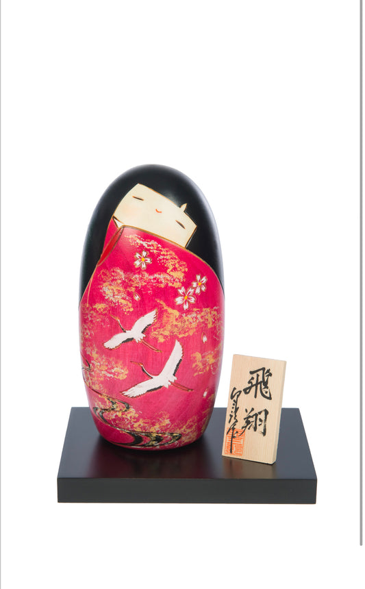 Two Cranes in Love Japanese Kokeshi Doll
