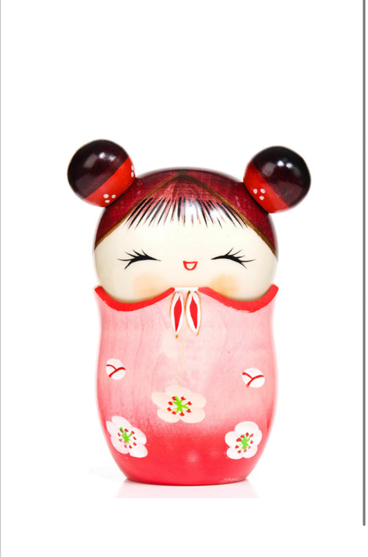 Memory Pink Trinket Box Kokeshi Doll
