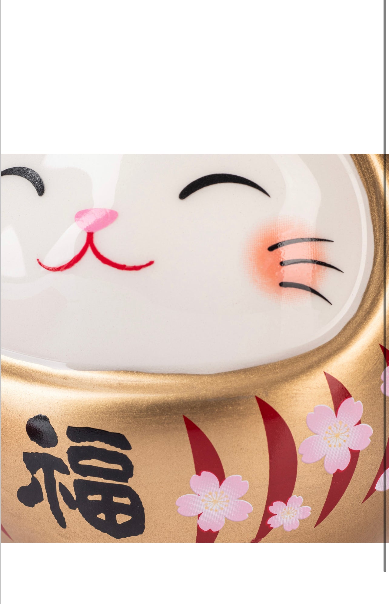 Gold Daruma Lucky Cat Japanese Piggy Bank