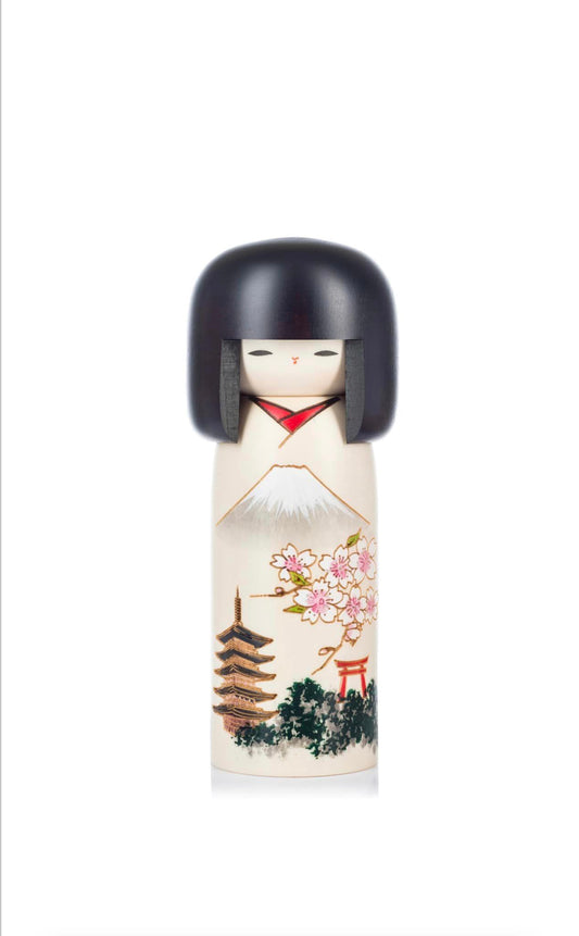 Mount Fuji Japanese Wooden Kokeshi Doll